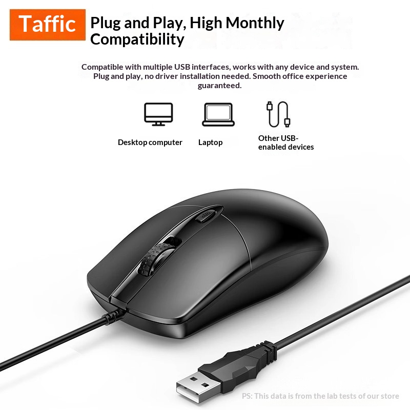 Digitex Digitex bedrade stille randapparatuur voor desktop, laptop, thuis of op kantoor USB-muis_voghion.com