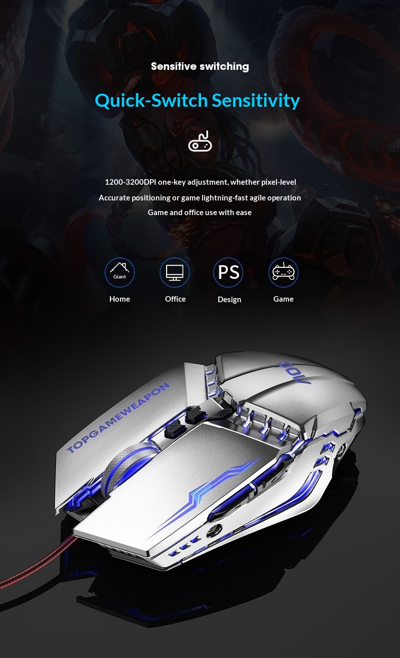 Digitex Digitex AOC GM110 Mechanische bedrade USB-desktopmuis, specifiek voor PUBG._voghion.com