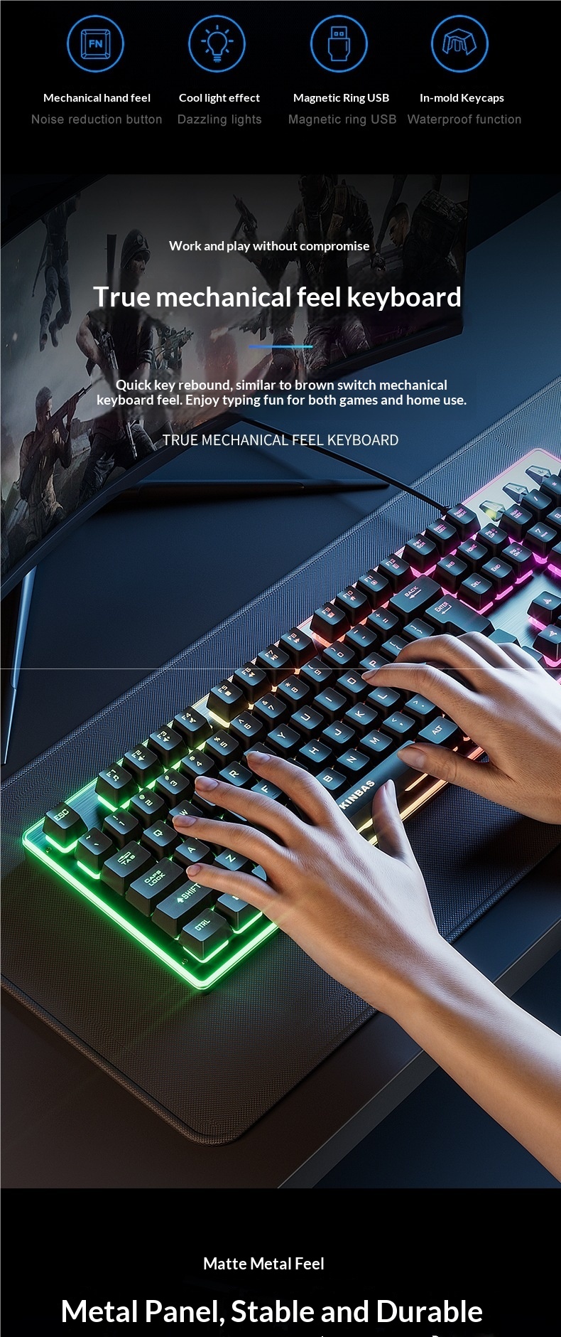 Digitex Wrangler Mechanisches Tippgefühl Kabelgebundenes/Kabelloses Gaming-Set für Computer, E-Sport, Tastatur, Maus und Headset (3-teilig)_voghion.com