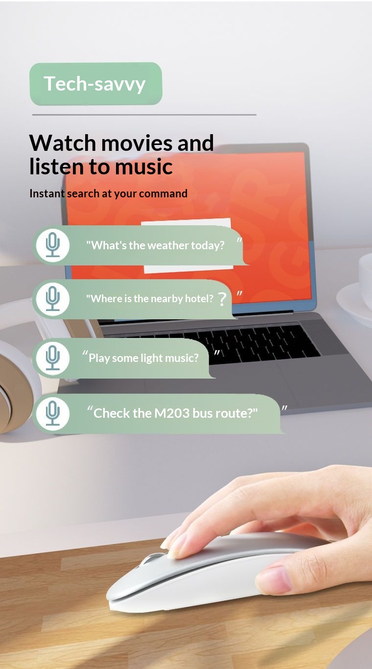 Digitex ist kompatibel mit der Huawei AI Smart Wireless Voice Mouse und bietet Funktionen wie Sprechen, Tippen, Übersetzen, Steuern, Bluetooth und drei Modi._voghion.com