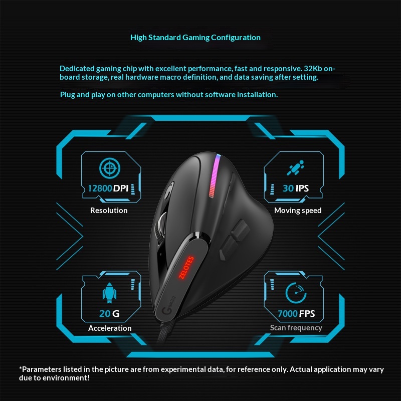 Digitex Digitex ZELOTES Master T50 RGB Dikey Kavrama Ergonomik Programlama Oyun Kablolu Fare Dizüstü Bilgisayar İçin_voghion.com