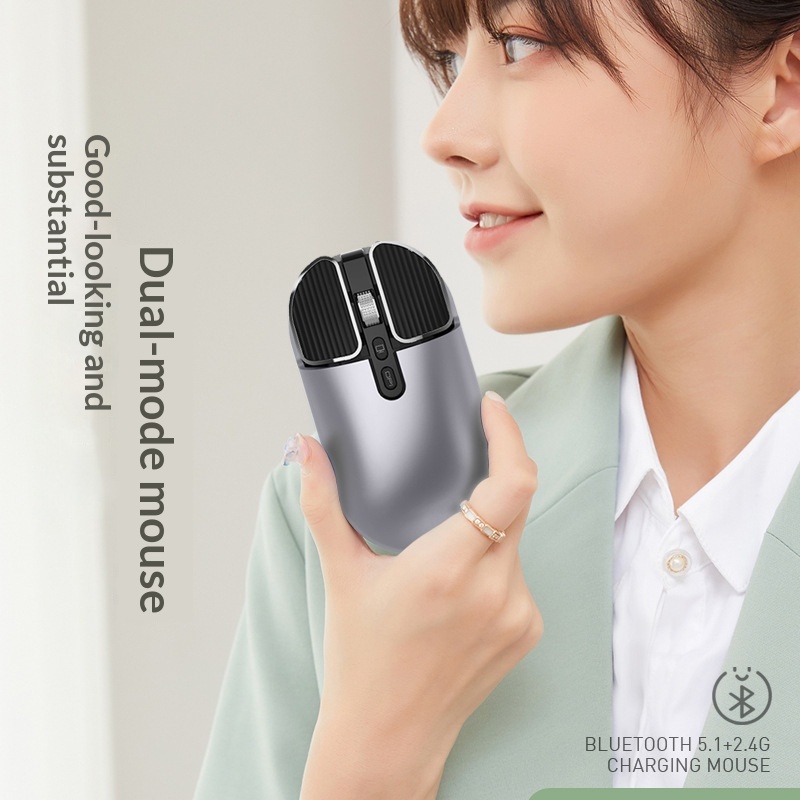 Digitex Source Factory Kabellose Bluetooth Dual-Mode-Maus für Büro und Beruf, mechanische, geräuscharme Maus aus Metall, Geschenk, auf Lager_voghion.com