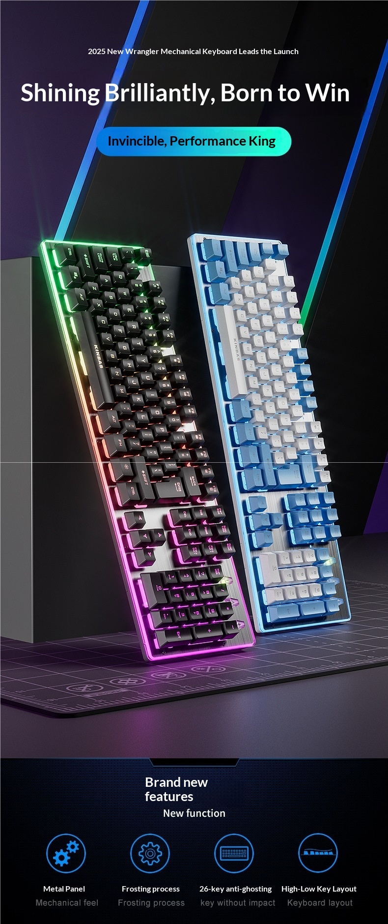 Digitex Wrangler Mechanisches Tippgefühl Kabelgebundenes/Kabelloses Gaming-Set für Computer, E-Sport, Tastatur, Maus und Headset (3-teilig)_voghion.com