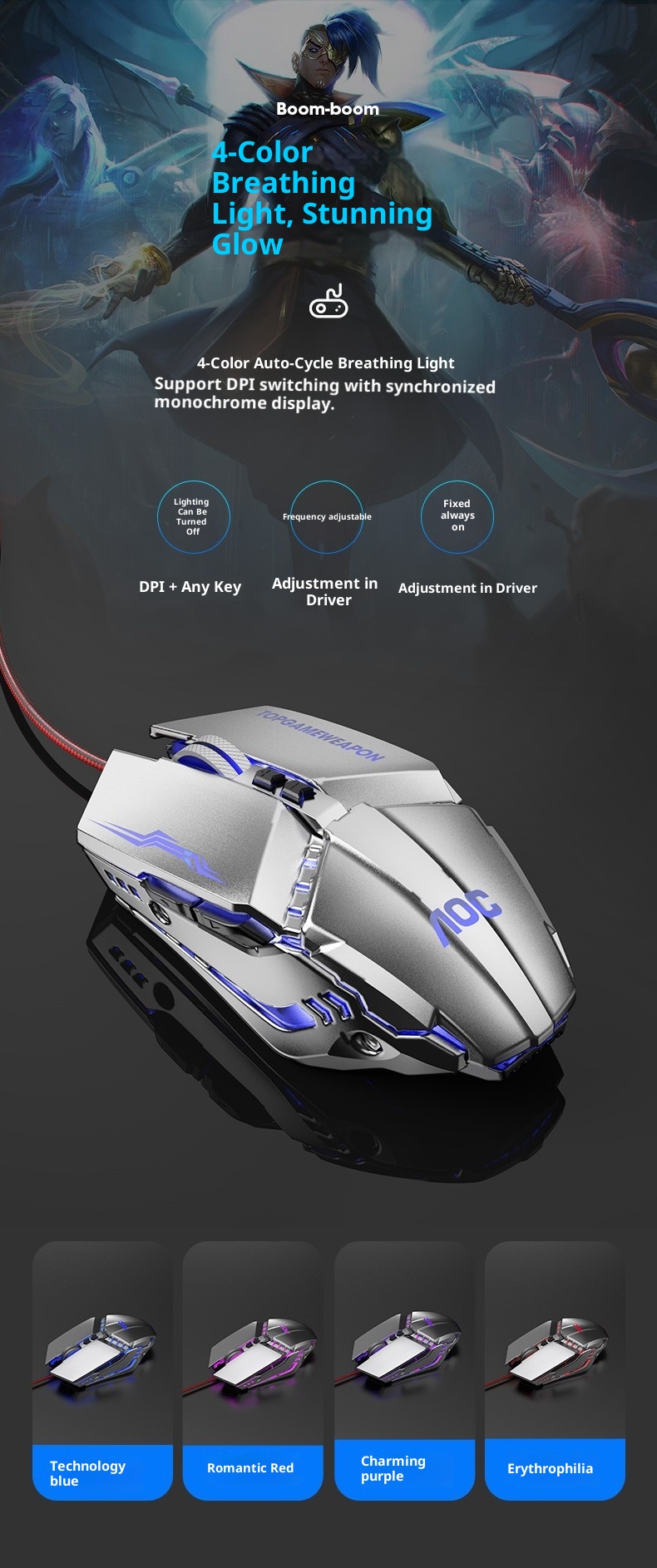 Digitex Digitex AOC GM110 Mechanische bedrade USB-desktopmuis, specifiek voor PUBG._voghion.com