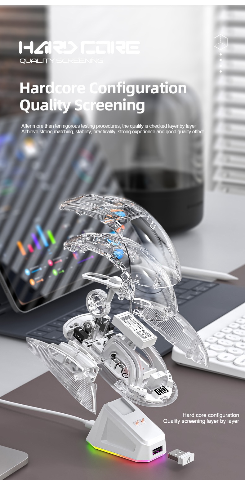 Digitex Digitex Attack Shark X2ProRGB Luminous Wireless Bluetooth Three-Mode Transparent Gaming Esports Mouse_voghion.com