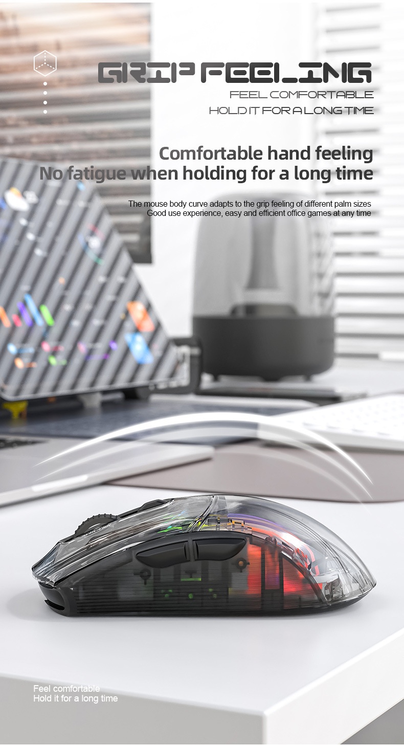 Digitex Digitex Attack Shark X2ProRGB Luminous Wireless Bluetooth Three-Mode Transparent Gaming Esports Mouse_voghion.com