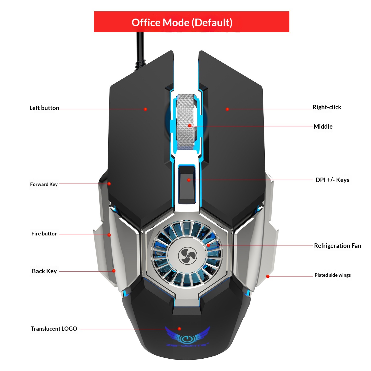 Digitex Digitex Source Factory Cooling Fan Wired Ro Programming RGB Lighting Gaming Competitive Computer Mouse Wholesale_voghion.com