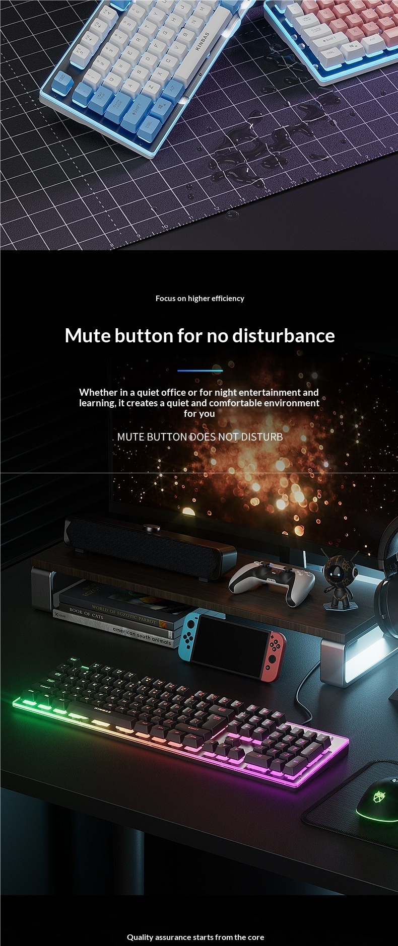 Digitex Wrangler Mechanisches Tippgefühl Kabelgebundenes/Kabelloses Gaming-Set für Computer, E-Sport, Tastatur, Maus und Headset (3-teilig)_voghion.com