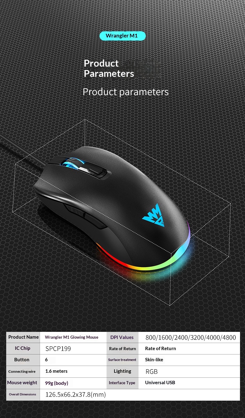 Souris de bureau/gaming Digitex Wrangler M1 Silent, rétroéclairée, mécanique, pour ordinateur portable avec programmation macro_voghion.com