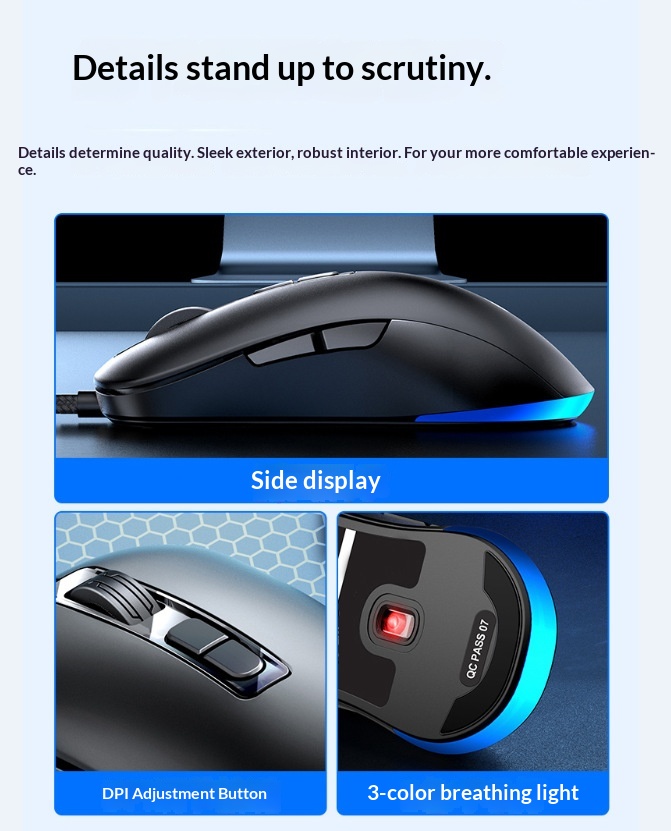 Digitex Xinmeng 383B Mechanische, kabelgebundene Gaming-Maus mit variabler Geschwindigkeit und 7D-Technologie, leuchtend und ergonomisch_voghion.com