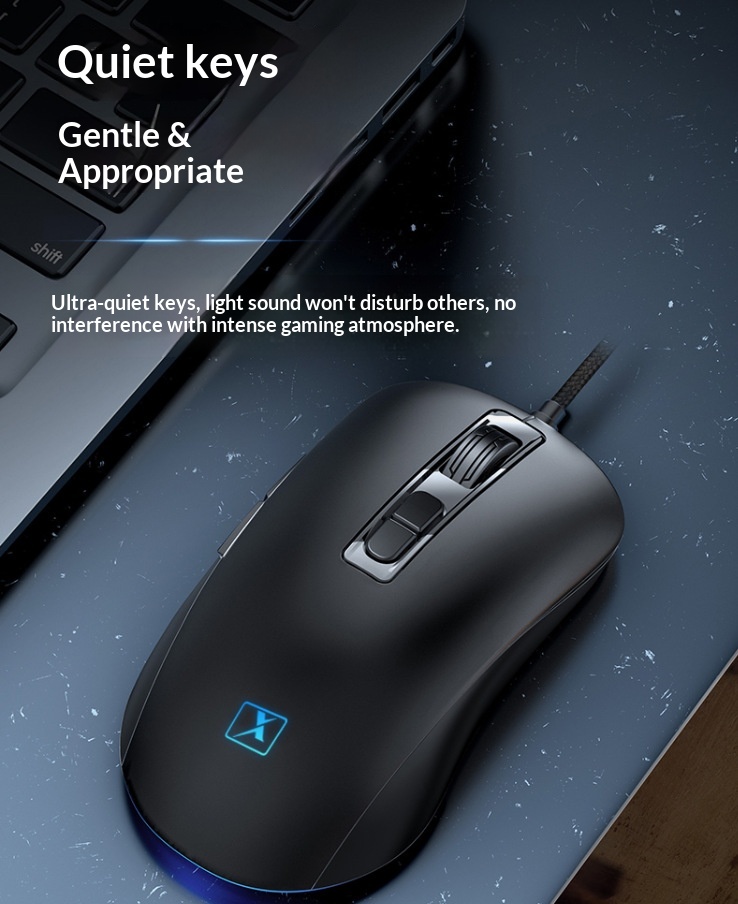 Digitex Xinmeng 383B Mechanische, kabelgebundene Gaming-Maus mit variabler Geschwindigkeit und 7D-Technologie, leuchtend und ergonomisch_voghion.com