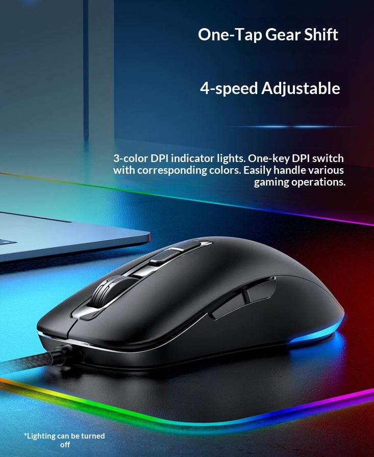 Digitex Xinmeng 383B Mechanische, kabelgebundene Gaming-Maus mit variabler Geschwindigkeit und 7D-Technologie, leuchtend und ergonomisch_voghion.com