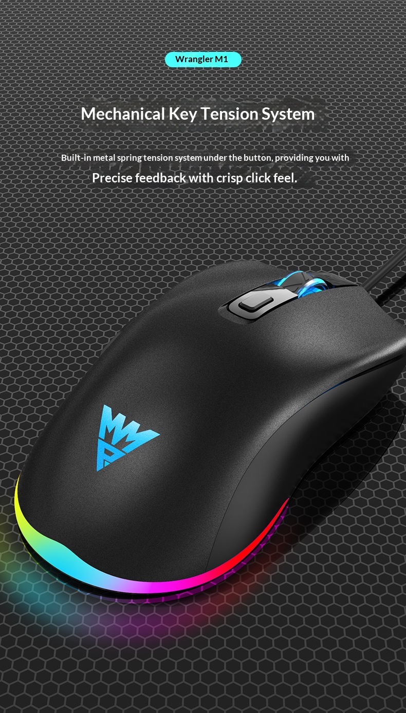 Souris de bureau/gaming Digitex Wrangler M1 Silent, rétroéclairée, mécanique, pour ordinateur portable avec programmation macro_voghion.com