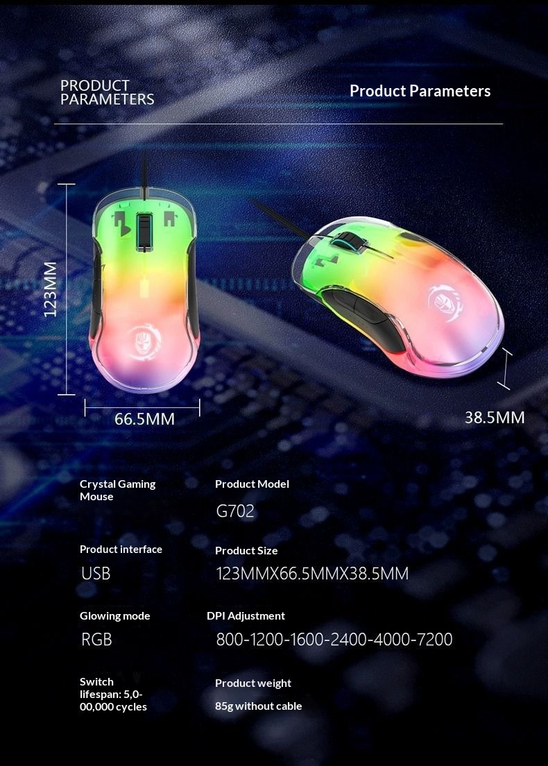 Digitex Digitex Compatible With G702 Gaming Mouse Wired Laptop Desktop Computer RGB Fully Transparent Backlit Office_voghion.com