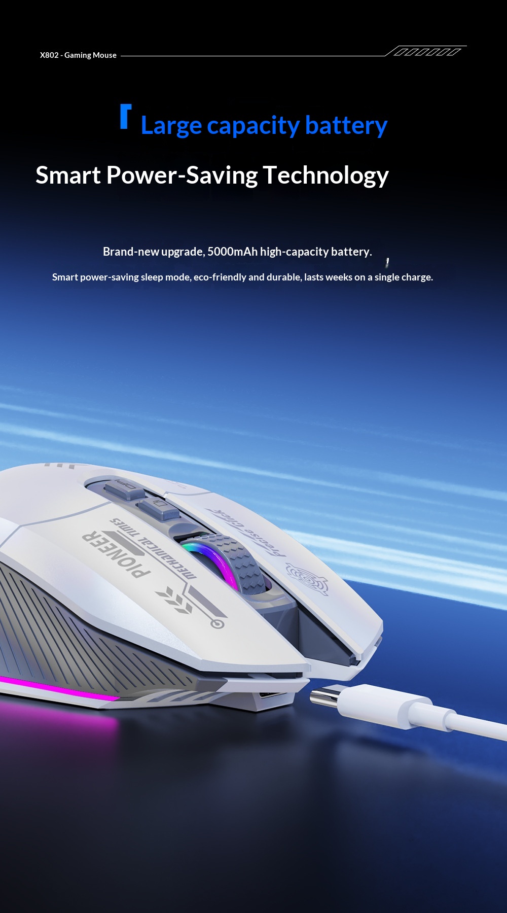 Mouse da gioco Digitex Digitex con cavo, wireless, Bluetooth, tripla modalità, e-sport, computer, ufficio, programmazione, modalità privata, USB, desktop_voghion.com