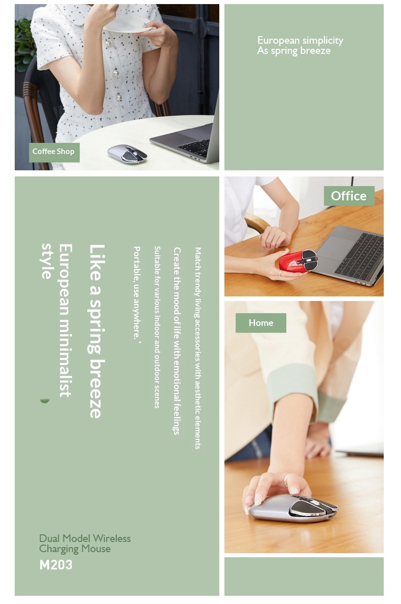 Digitex Source Factory Kabellose Bluetooth Dual-Mode-Maus für Büro und Beruf, mechanische, geräuscharme Maus aus Metall, Geschenk, auf Lager_voghion.com