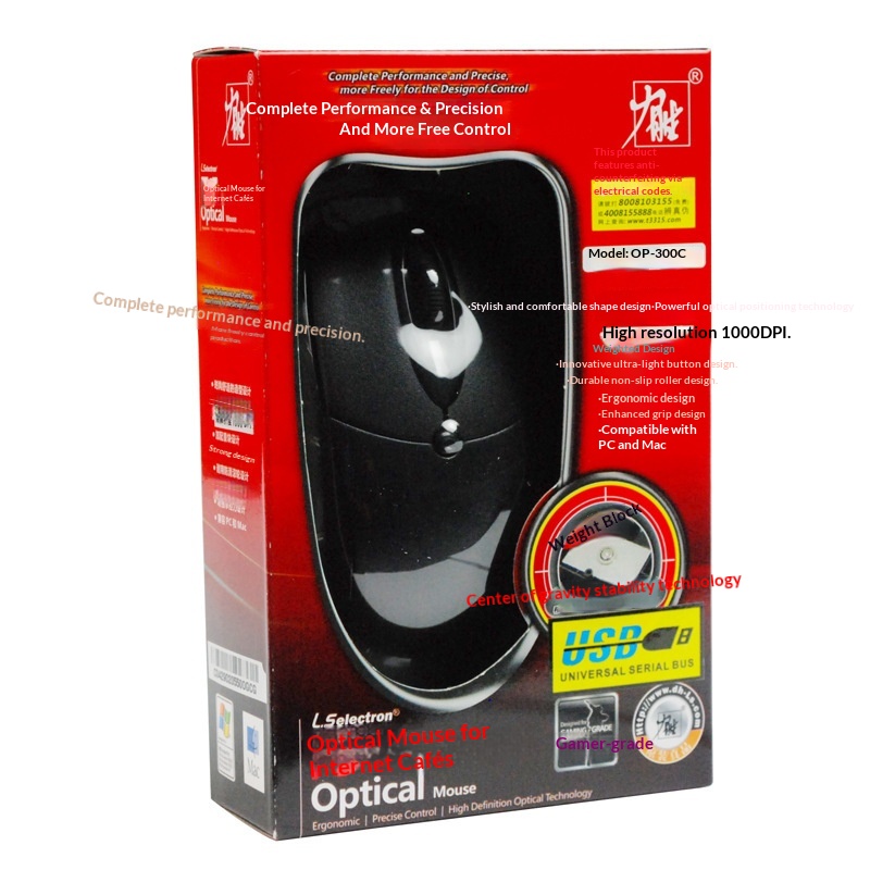 Digitex Digitex Lisheng OP-300C USB Wired Optical Desktop Laptop Office Gaming Mouse_voghion.com