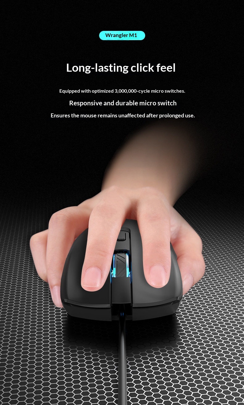 Souris de bureau/gaming Digitex Wrangler M1 Silent, rétroéclairée, mécanique, pour ordinateur portable avec programmation macro_voghion.com