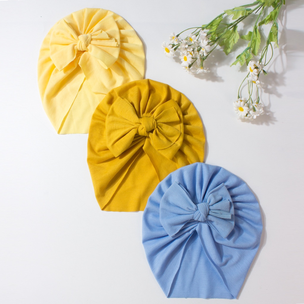 Novo gorro infantil de verão com laço, cor sólida e design fofo._voghion.com