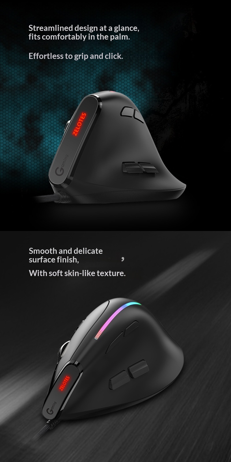 Digitex Digitex ZELOTES Master T50 RGB Dikey Kavrama Ergonomik Programlama Oyun Kablolu Fare Dizüstü Bilgisayar İçin_voghion.com