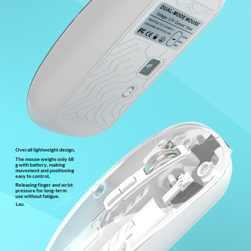 Digitex Digitex Transparent Wireless Bluetooth Three-Mode Office Gaming High-Value Dual-Mode Mechanical E-Sports Mouse For Girls_voghion.com