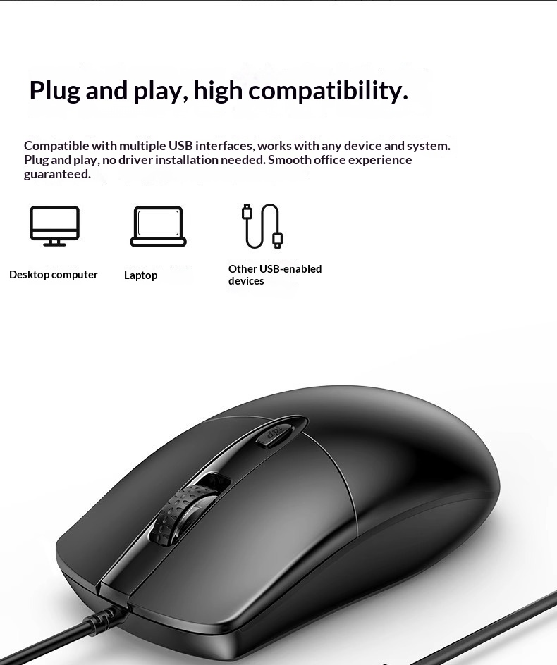 Ratón periférico silencioso con cable Digitex para ordenador portátil, de escritorio, USB, para el hogar y la oficina_voghion.com