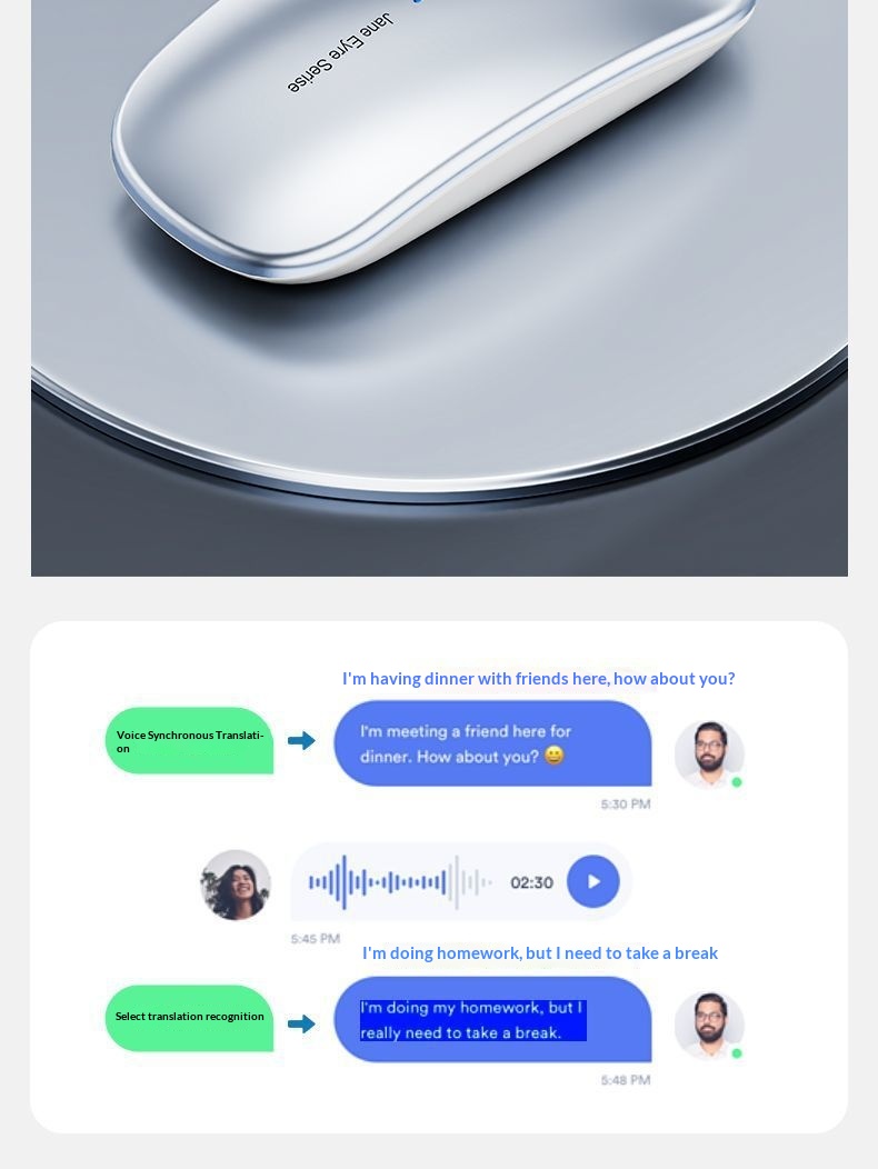 Digitex Digitex Forerunner AI Typing Mouse Wireless Bluetooth Smart Input Translation Rechargeable Office Silent Voice Control_voghion.com