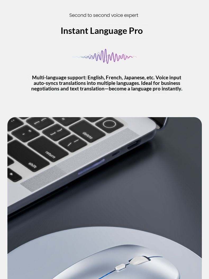 Digitex Digitex Forerunner AI Typing Mouse Wireless Bluetooth Smart Input Translation Rechargeable Office Silent Voice Control_voghion.com