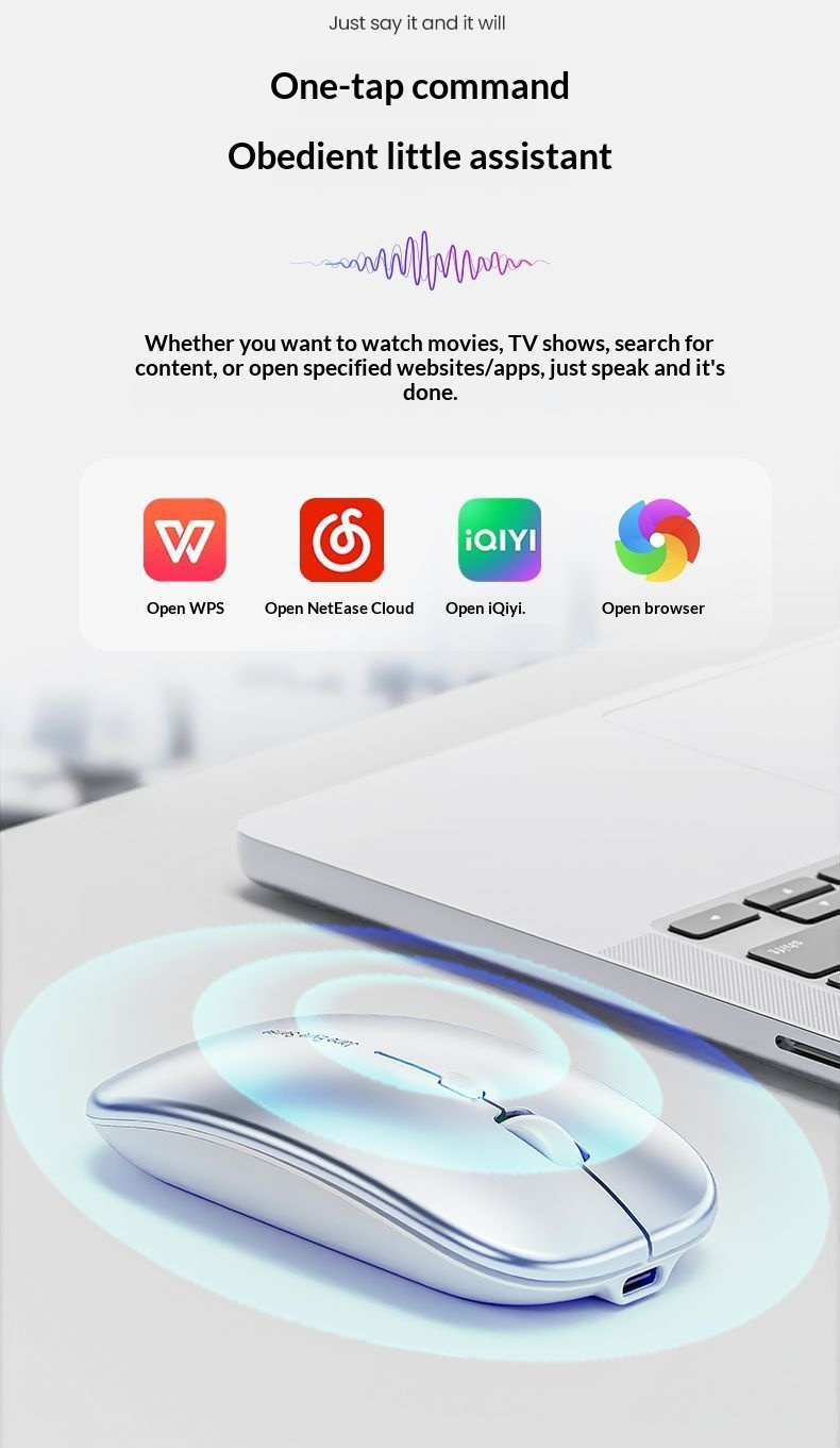 Digitex Digitex Forerunner AI Typing Mouse Wireless Bluetooth Smart Input Translation Rechargeable Office Silent Voice Control_voghion.com