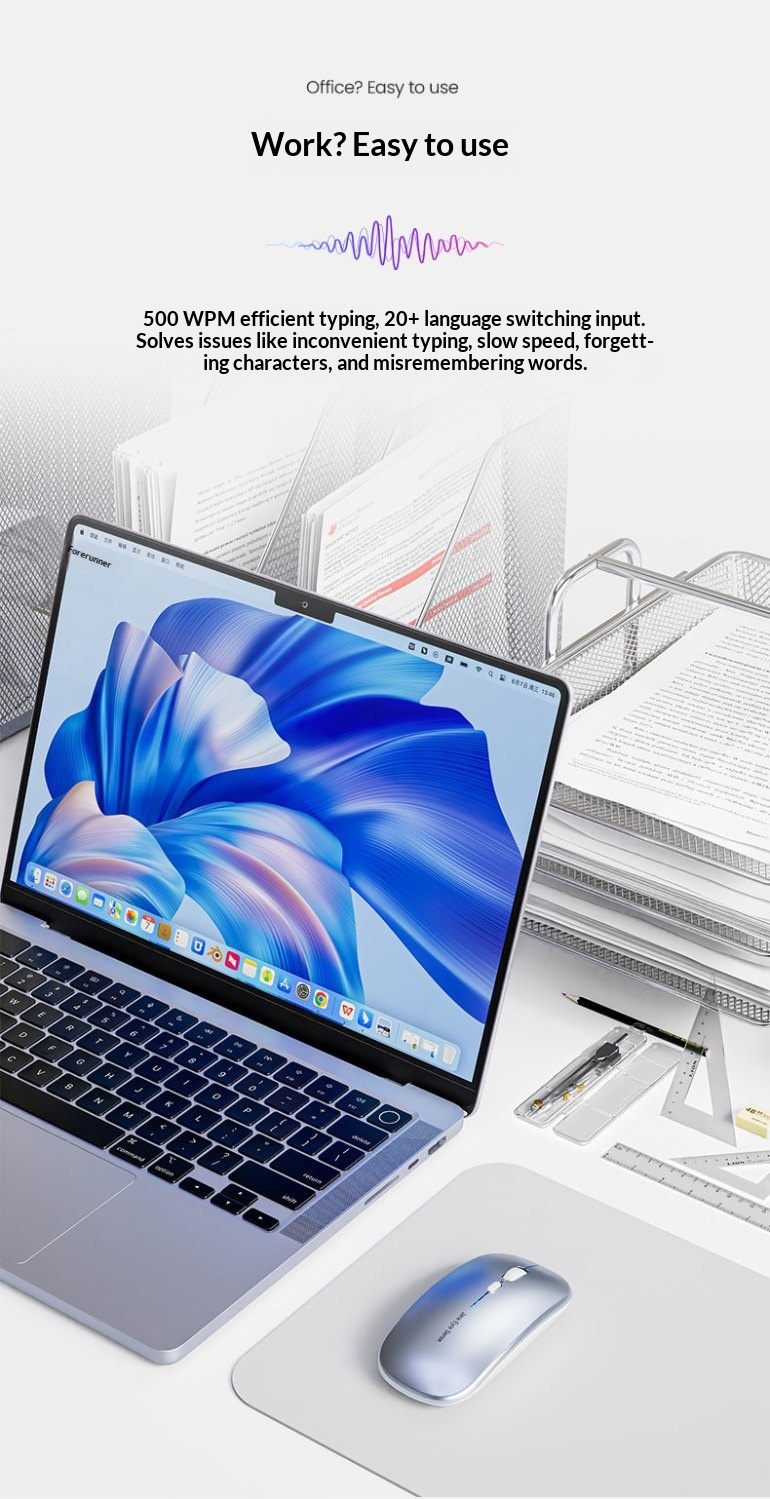 Digitex Digitex Forerunner AI Typing Mouse Wireless Bluetooth Smart Input Translation Rechargeable Office Silent Voice Control_voghion.com