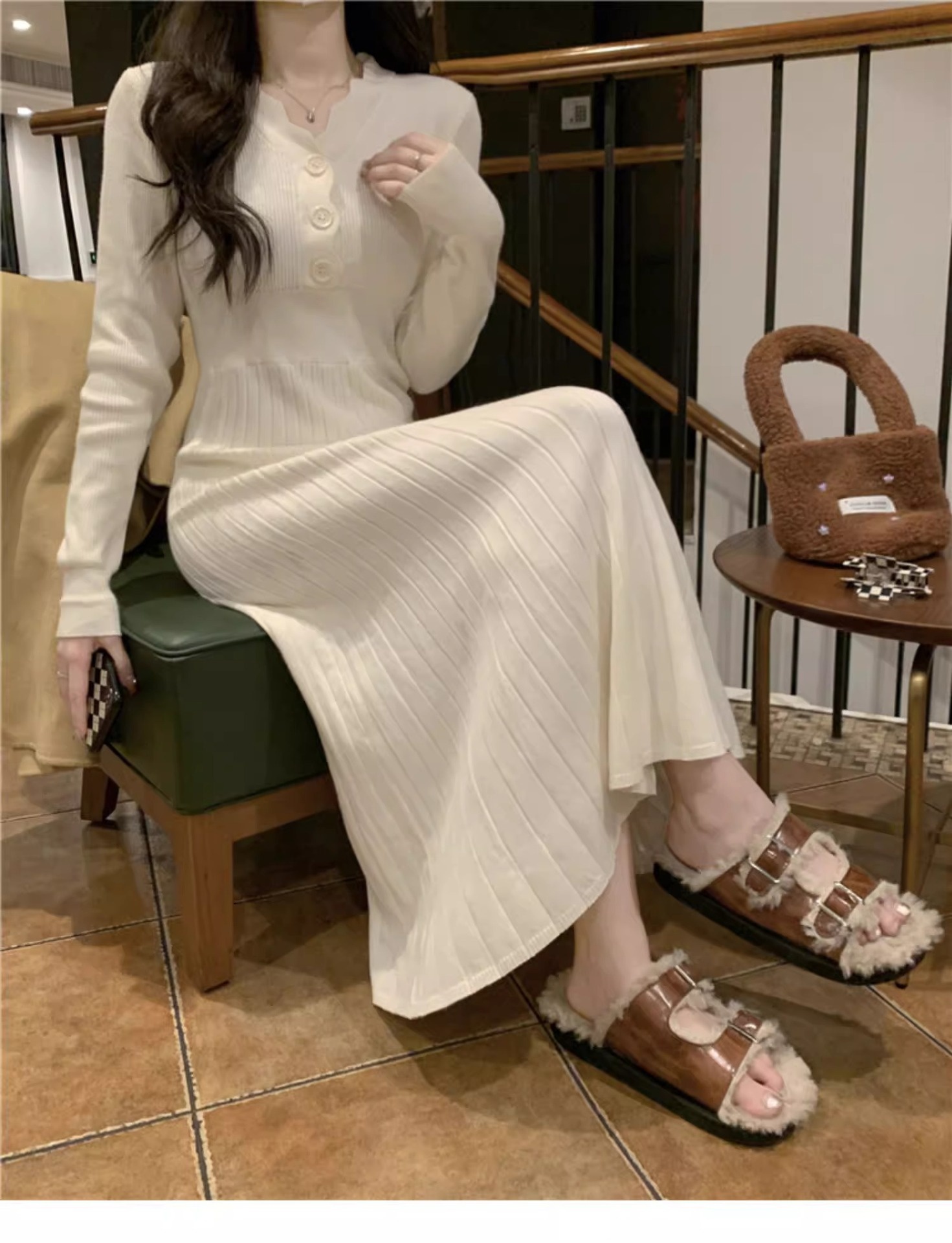 girl Black Collar Knitted Sweater Women, Suitable Spring, Autumn, And Winter, Can Be Paired With A Coat, Base Layer Design,_voghion.com