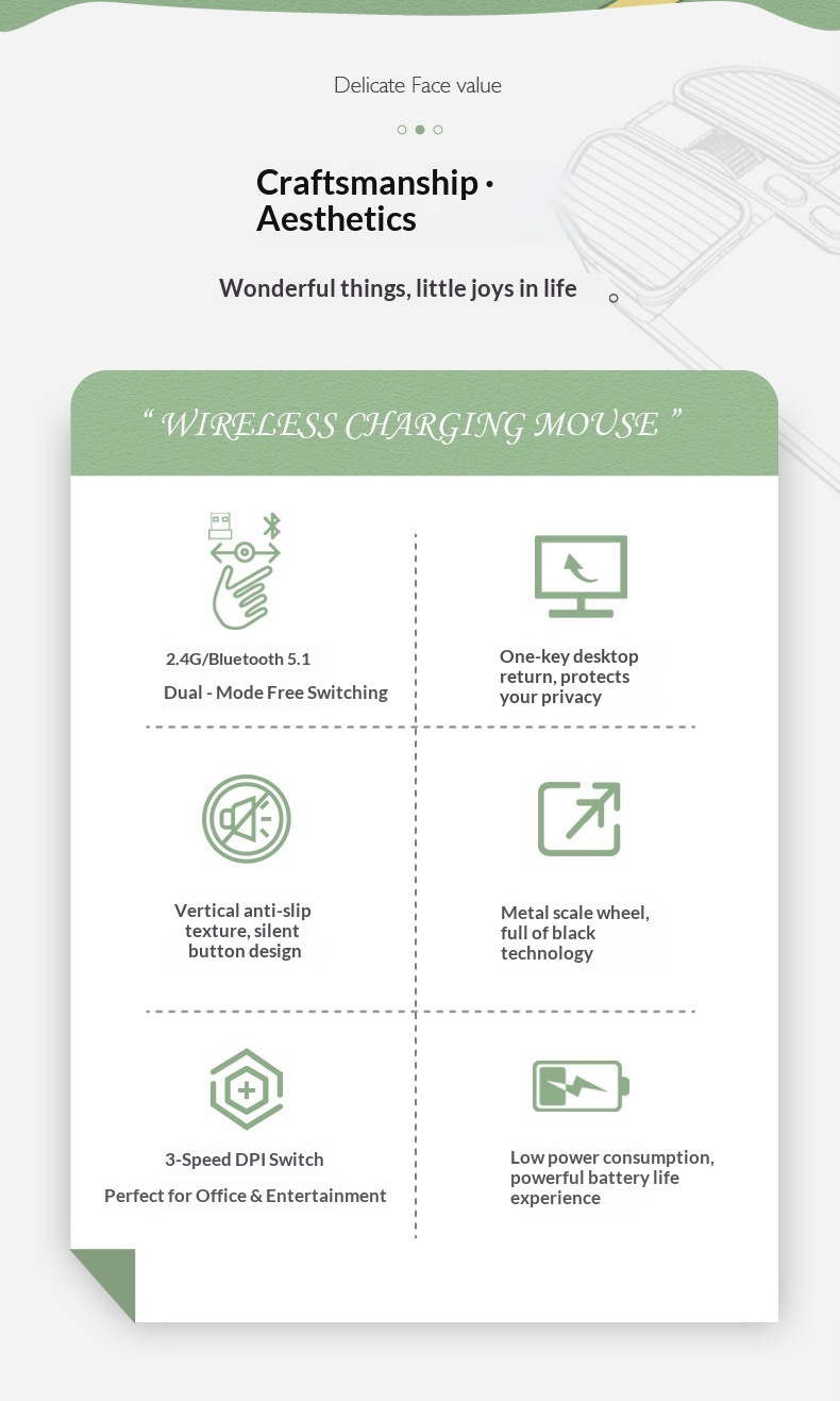 Digitex Source Factory Kabellose Bluetooth Dual-Mode-Maus für Büro und Beruf, mechanische, geräuscharme Maus aus Metall, Geschenk, auf Lager_voghion.com