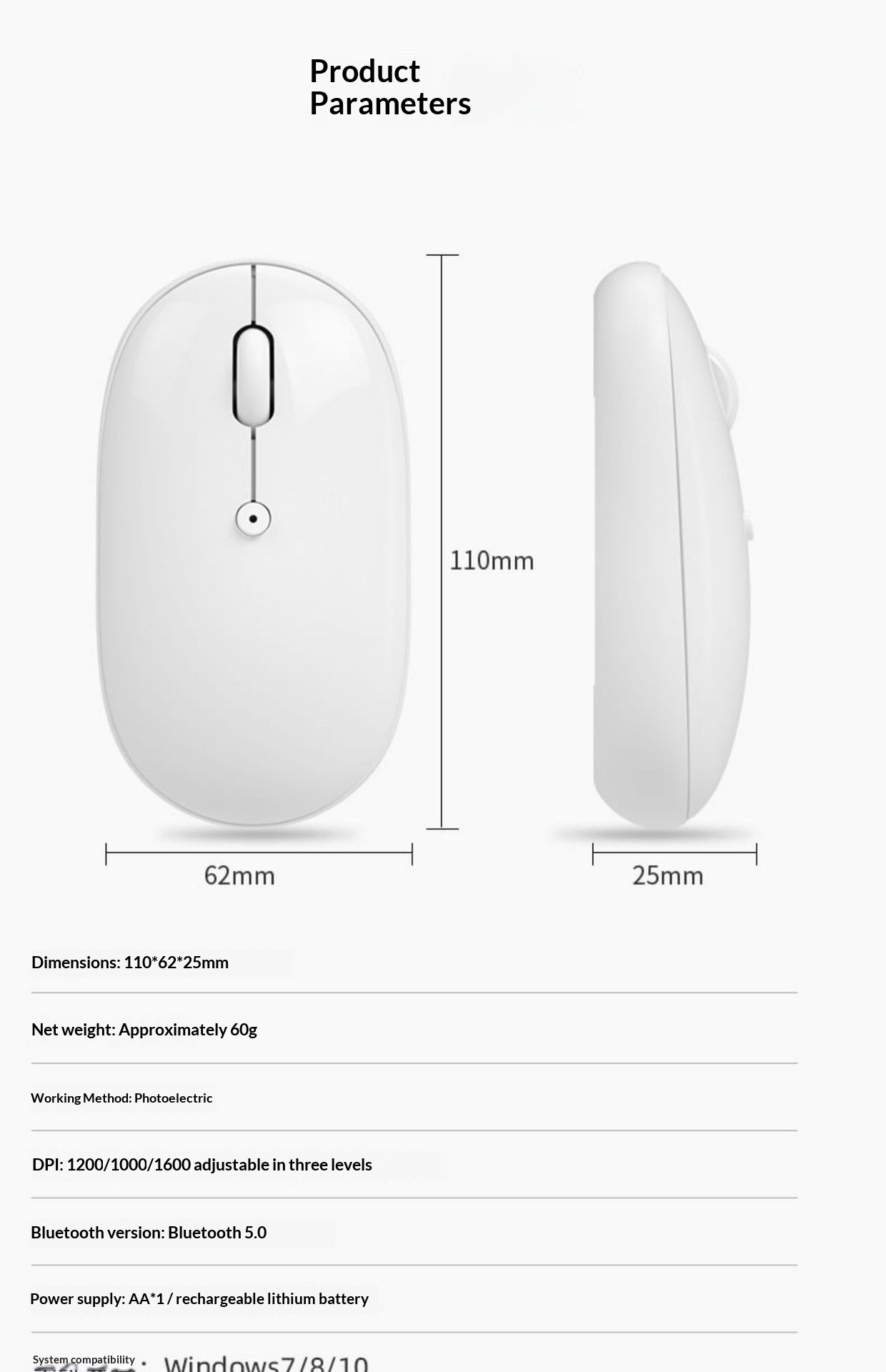 Digitex Digitex BOW Bluetooth Dual-Mode Wireless Mouse Silent Rechargeable Compatible With IPad Tablet Phone Three-Mode Ergonomic Design_voghion.com