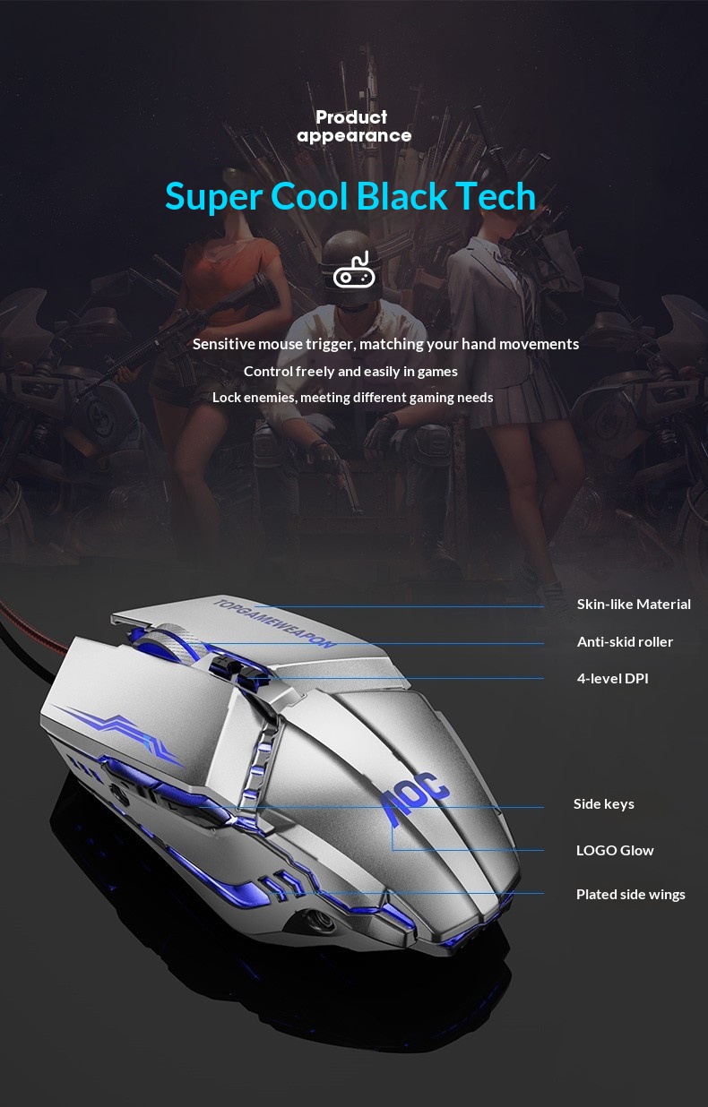 Digitex Digitex AOC GM110 Mechanische bedrade USB-desktopmuis, specifiek voor PUBG._voghion.com