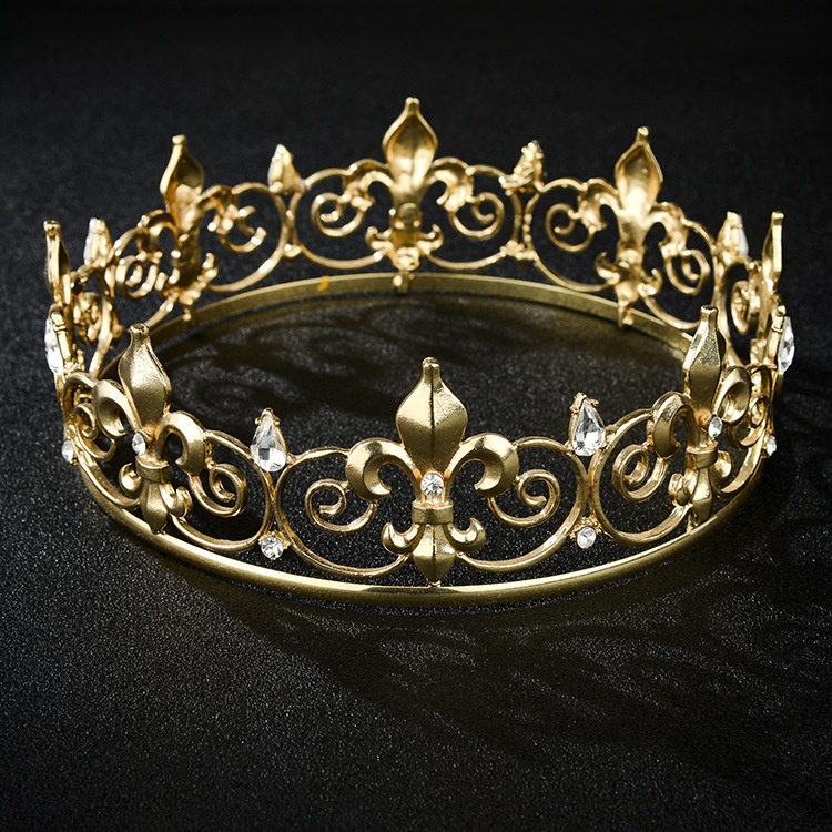 Lillian Alloy Gun Tip Shape Round Men's Queen Hair Accessory Headpiece Performance Headwear Unisex Decorative Crown_voghion.com