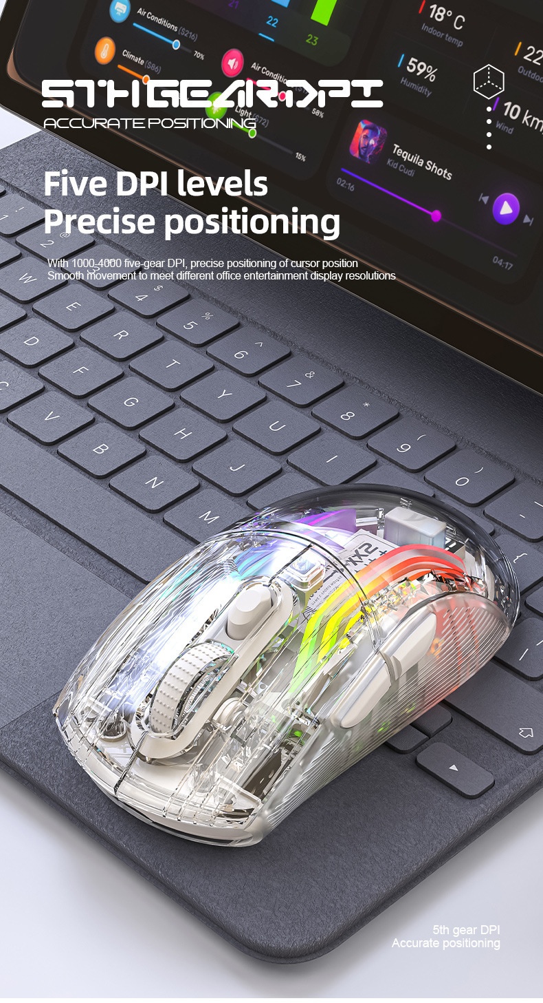 Digitex Digitex Attack Shark X2ProRGB Luminous Wireless Bluetooth Three-Mode Transparent Gaming Esports Mouse_voghion.com