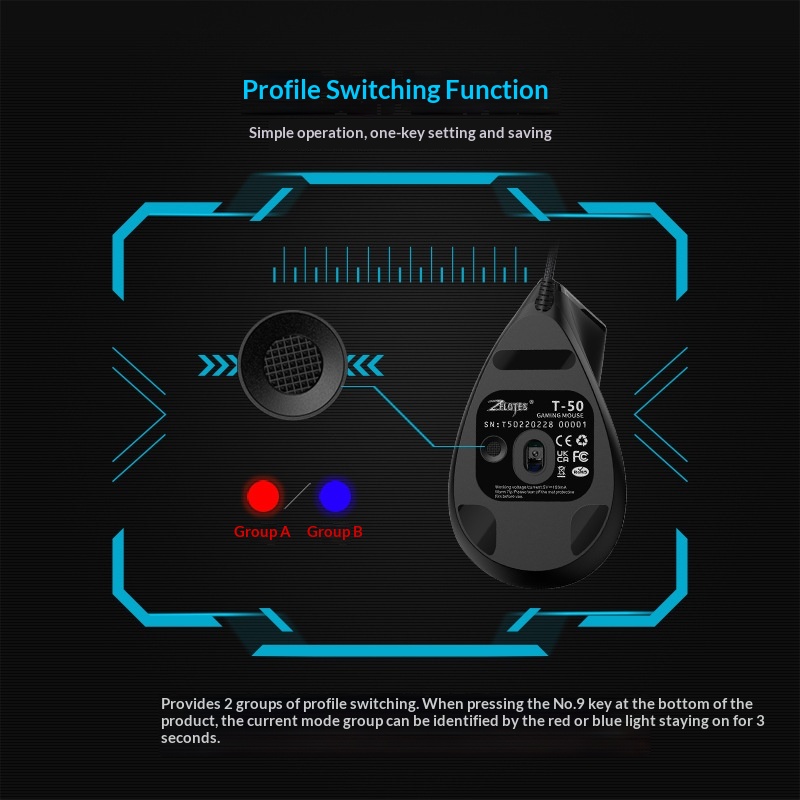 Digitex Digitex ZELOTES Master T50 RGB Dikey Kavrama Ergonomik Programlama Oyun Kablolu Fare Dizüstü Bilgisayar İçin_voghion.com