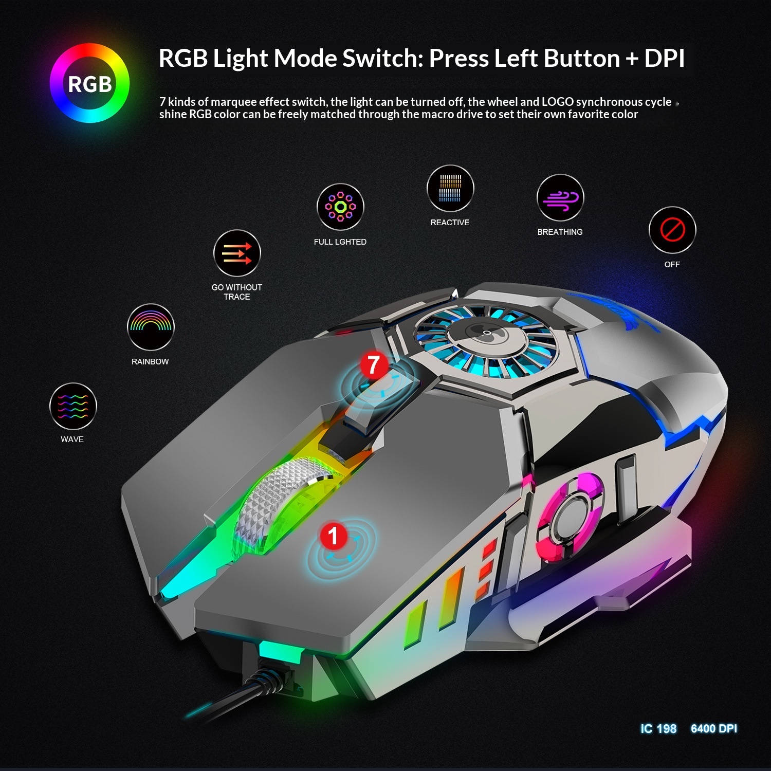 Digitex Digitex Source Factory Cooling Fan Wired Ro Programming RGB Lighting Gaming Competitive Computer Mouse Wholesale_voghion.com