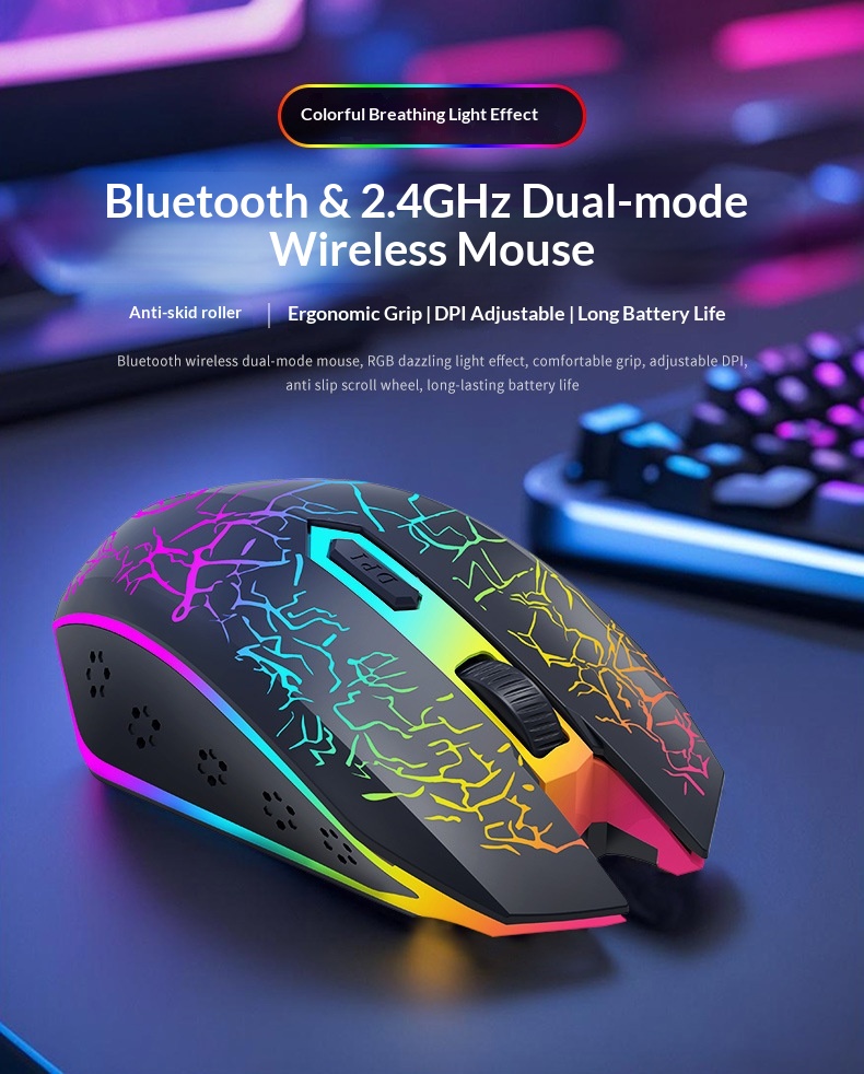 Digitex Wrangler Kabellose Lade- und Geräuschlose Dual-Modus-Bluetooth-Maus für Büro, Gaming und Laptop_voghion.com