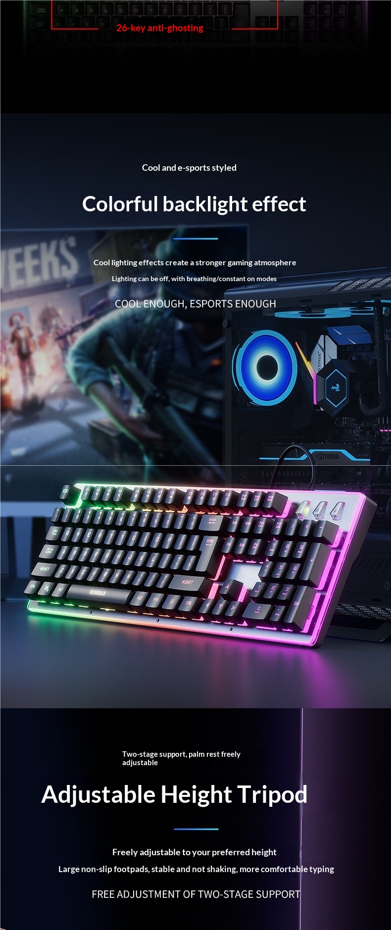 Digitex Wrangler Mechanisches Tippgefühl Kabelgebundenes/Kabelloses Gaming-Set für Computer, E-Sport, Tastatur, Maus und Headset (3-teilig)_voghion.com