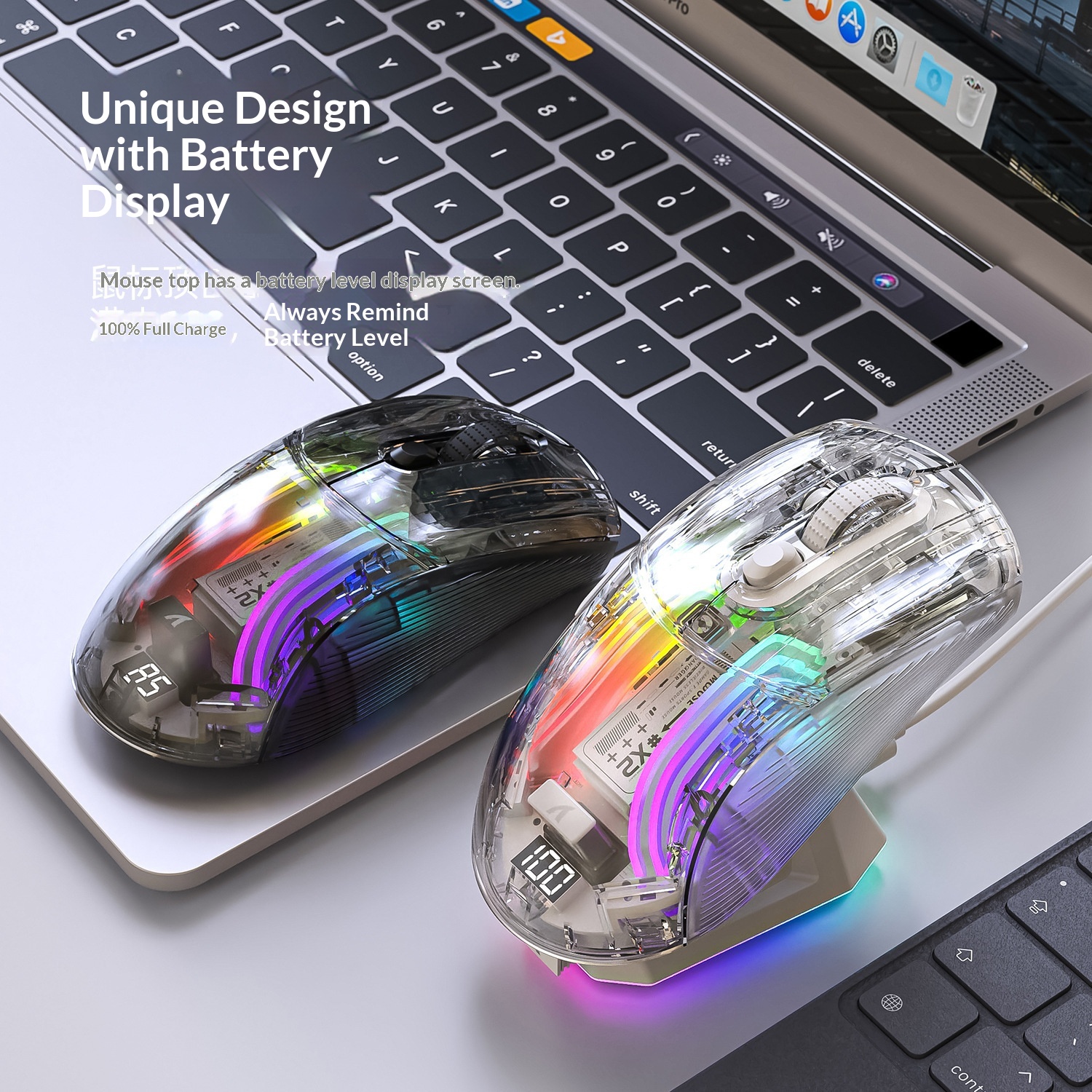 Digitex Digitex Attack Shark X2ProRGB Luminous Wireless Bluetooth Three-Mode Transparent Gaming Esports Mouse_voghion.com
