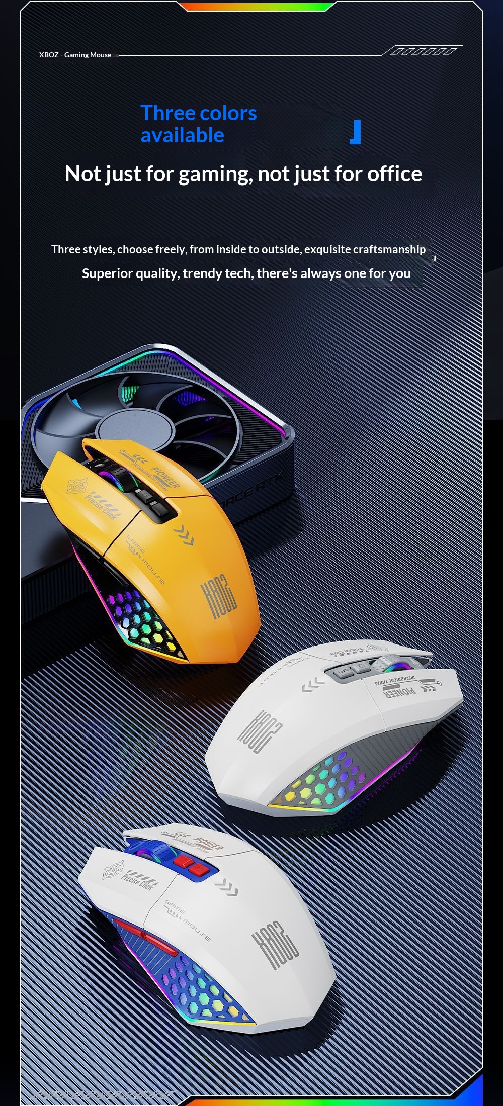 Mouse da gioco Digitex Digitex con cavo, wireless, Bluetooth, tripla modalità, e-sport, computer, ufficio, programmazione, modalità privata, USB, desktop_voghion.com