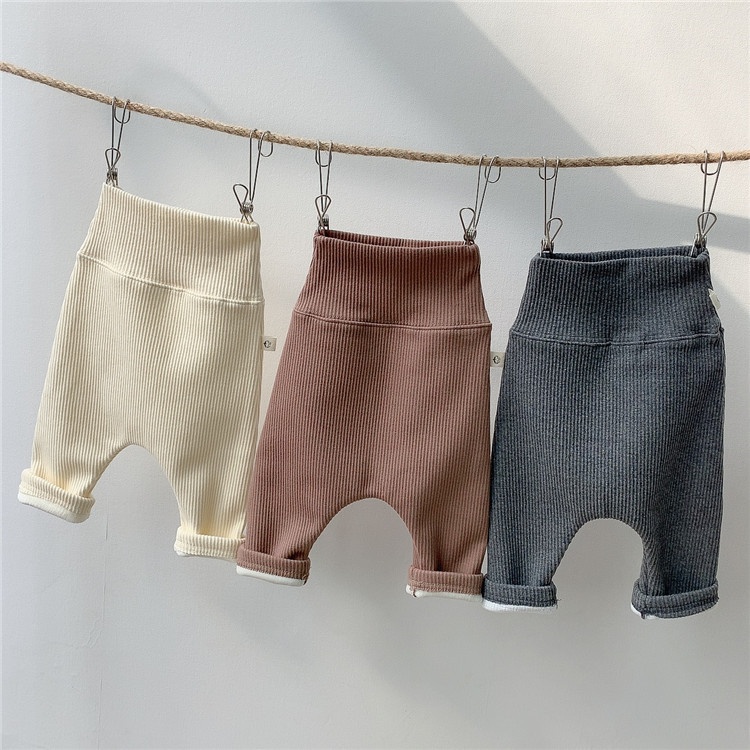 Toypulse Children's Autumn Winter Clothing Infant Fleece Lined Leggings Boys And Girls Baby High Waist Thickened Warm Long Pants_voghion.com