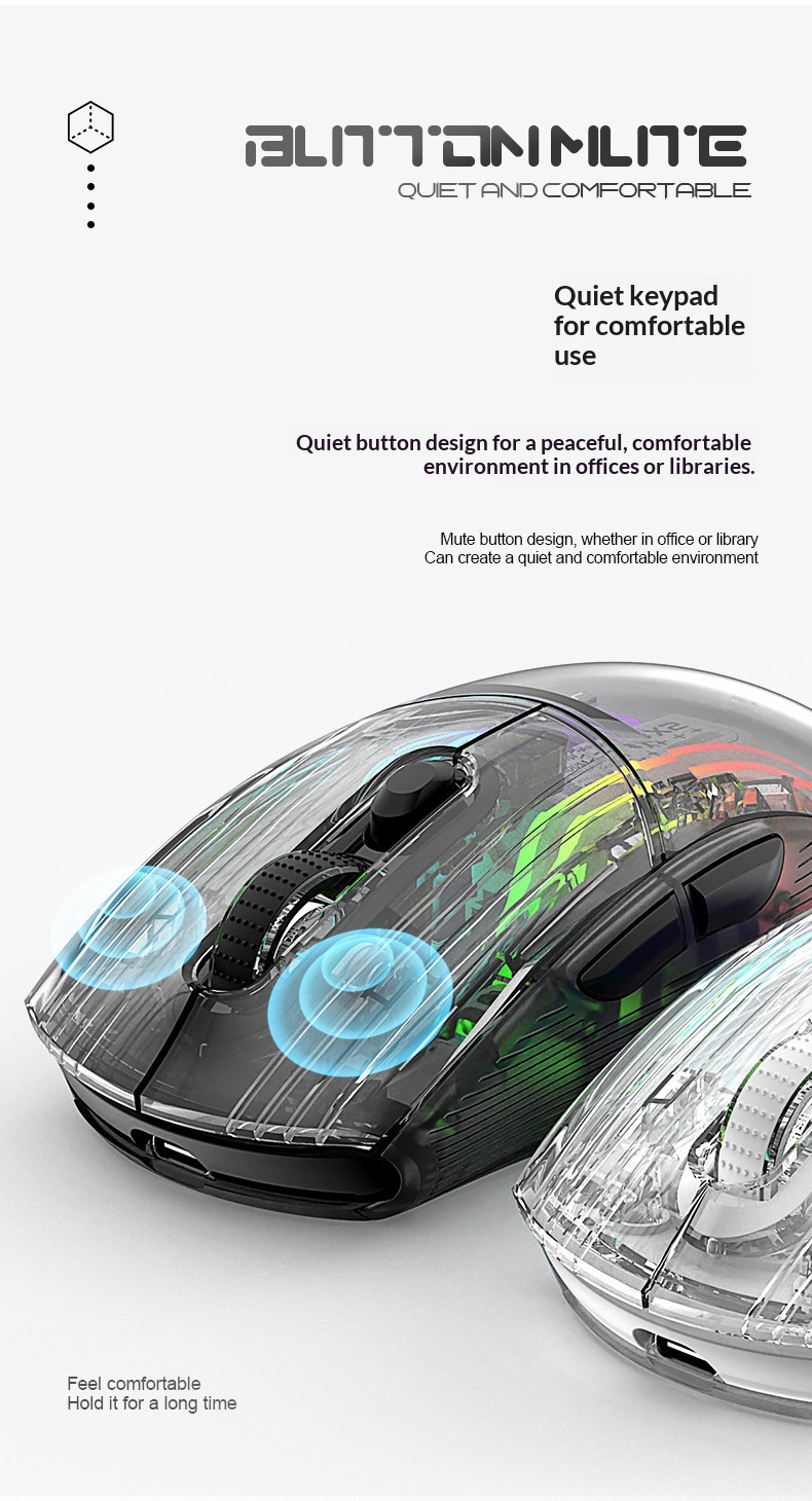 Digitex Digitex Attack Shark X2ProRGB Luminous Wireless Bluetooth Three-Mode Transparent Gaming Esports Mouse_voghion.com