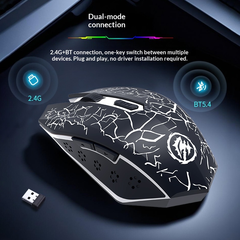 Digitex Wrangler Kabellose Lade- und Geräuschlose Dual-Modus-Bluetooth-Maus für Büro, Gaming und Laptop_voghion.com