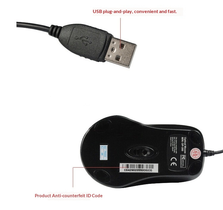 Digitex Digitex Lisheng OP-300C USB Wired Optical Desktop Laptop Office Gaming Mouse_voghion.com