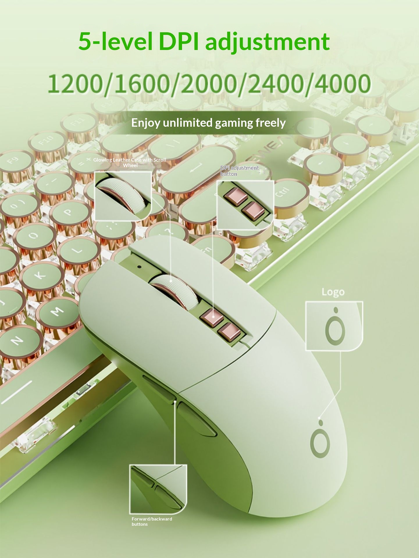 Ratón inalámbrico recargable Digitex Forerunner E-Sports para juegos mecánicos de tres modos, silencioso y sin ruido para computadora de oficina, venta al por mayor_voghion.com