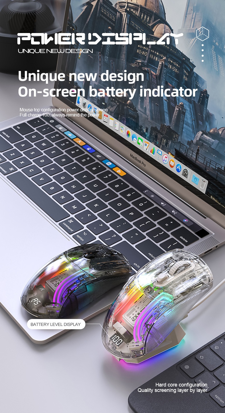 Digitex Digitex Attack Shark X2ProRGB Luminous Wireless Bluetooth Three-Mode Transparent Gaming Esports Mouse_voghion.com