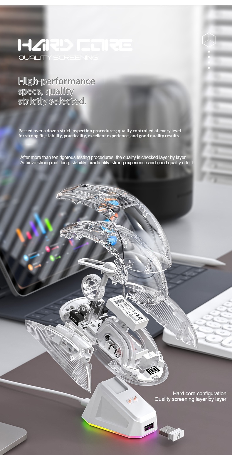 Digitex Digitex Attack Shark X2ProRGB Luminous Wireless Bluetooth Three-Mode Transparent Gaming Esports Mouse_voghion.com