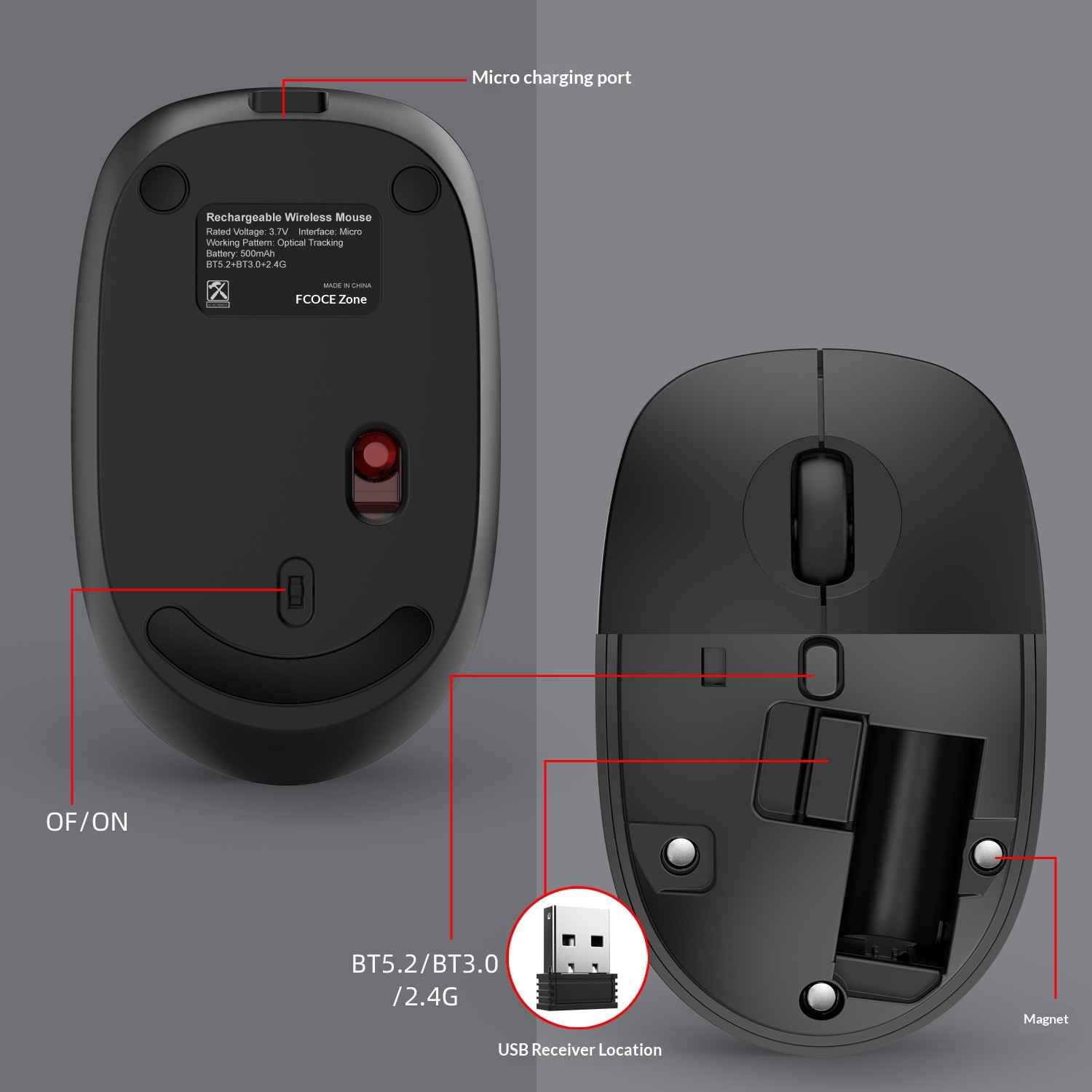Digitex Digitex Bluetooth Three-Mode 2.4G+BT5.0+BT3.0 Buy Big Get Small Button Computer Wireless Ergonomic Mouse_voghion.com